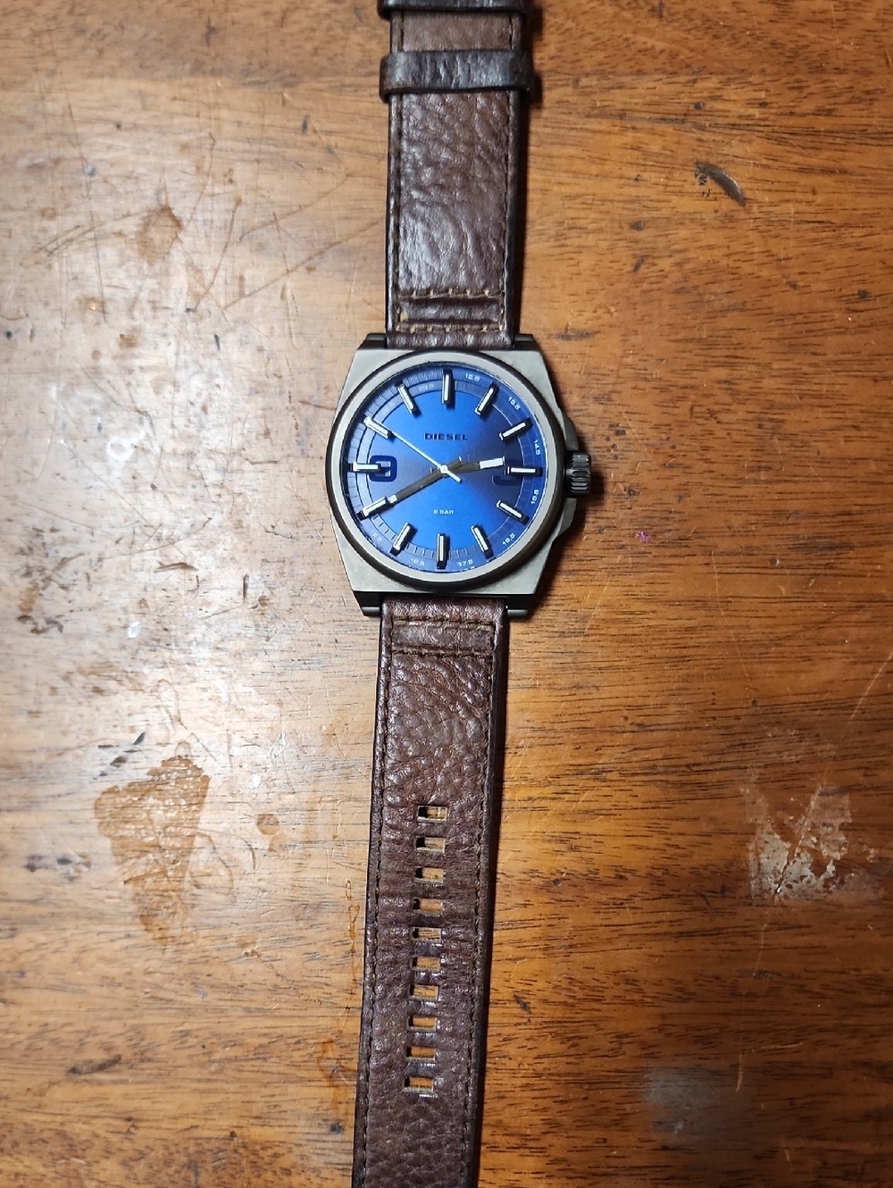 Diesel Blue Dial with Brown Leather Strap Casual Watch